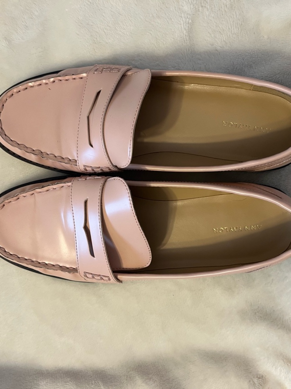 Ann Taylor Blush Pink Leather Penny Loafers